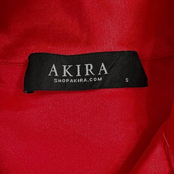 Akira Puff Sleeve Drop Waist Mini Red Dress S Holiday Party Christmas Coquette - Picture 12 of 16